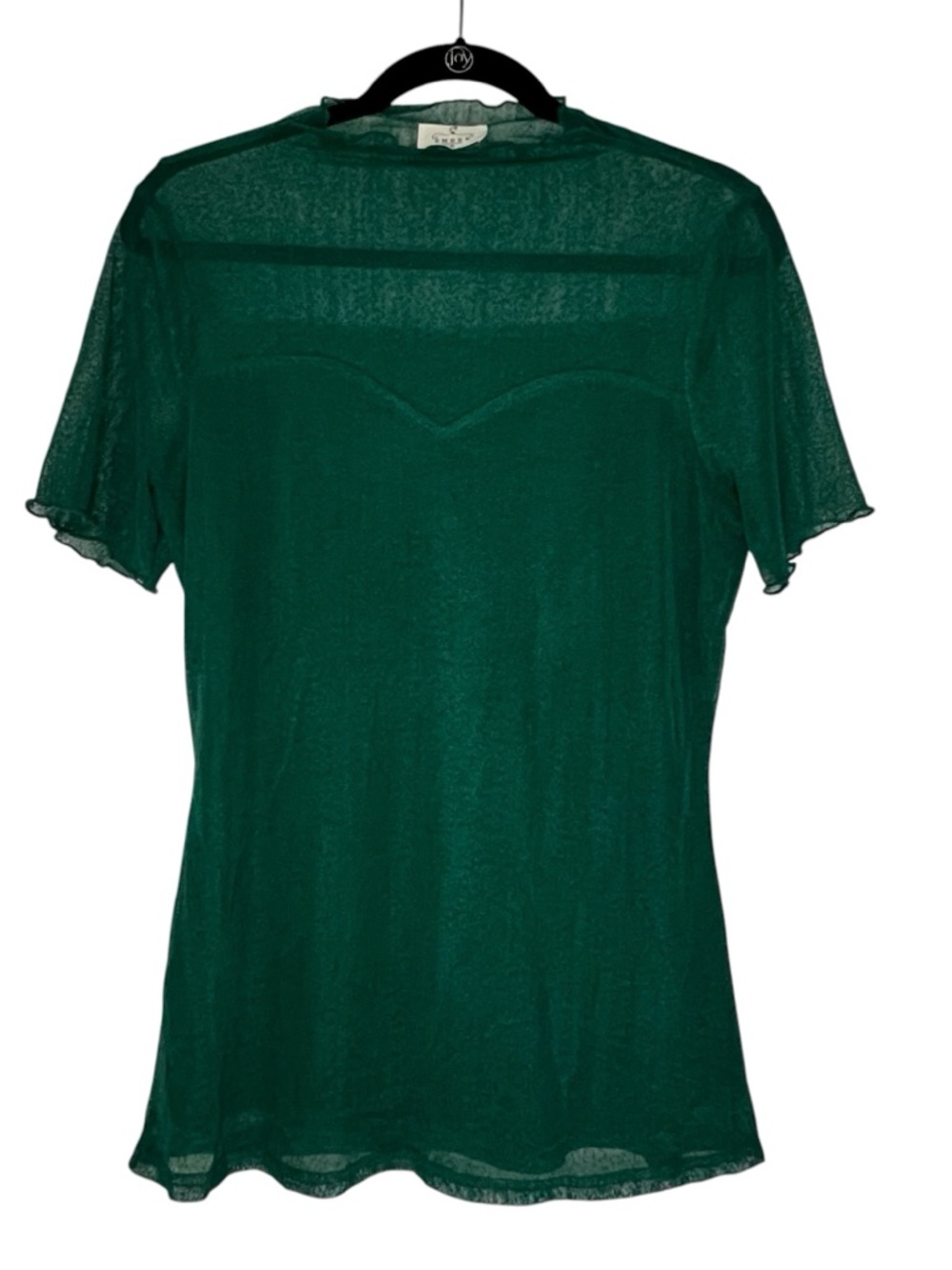 Sheer Emerald Green Short Sleeve Women's Top